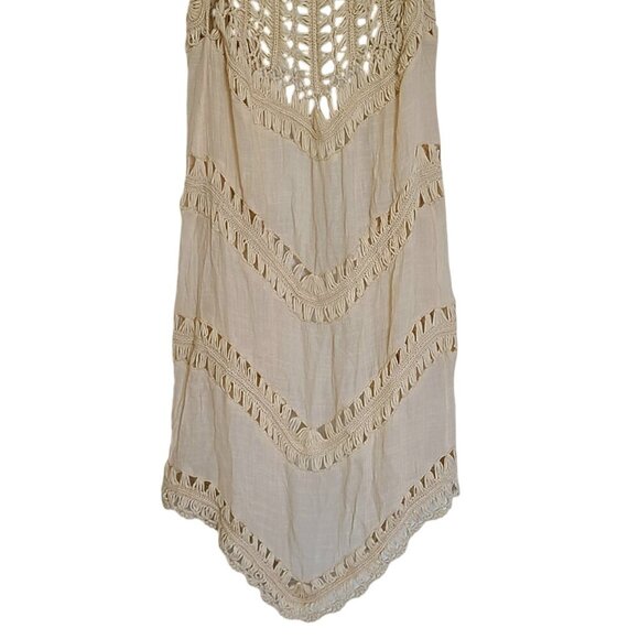 Vivid Womens Kimono Cardigan XL Cream Crochet Boho Festival Beach Drape Open - Picture 2 of 7